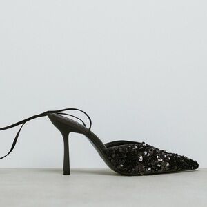 Zara Velvet Sequin Lace up Heels - SOLD OUT NEW!